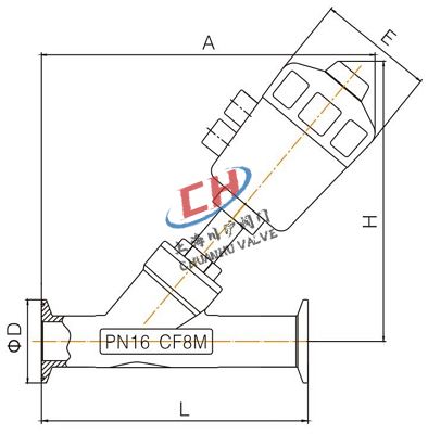 P2氣動快裝角座閥結構圖