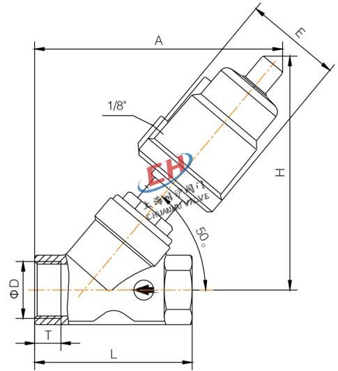 P3內螺紋氣動角座閥結構圖