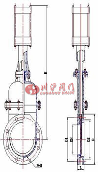 氣動暗桿刀閘閥 結構圖